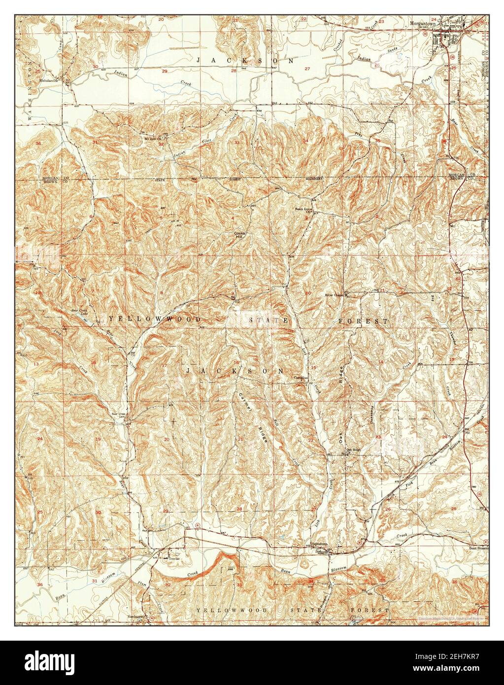 Indiana, map 1950, 124000, United States of America by