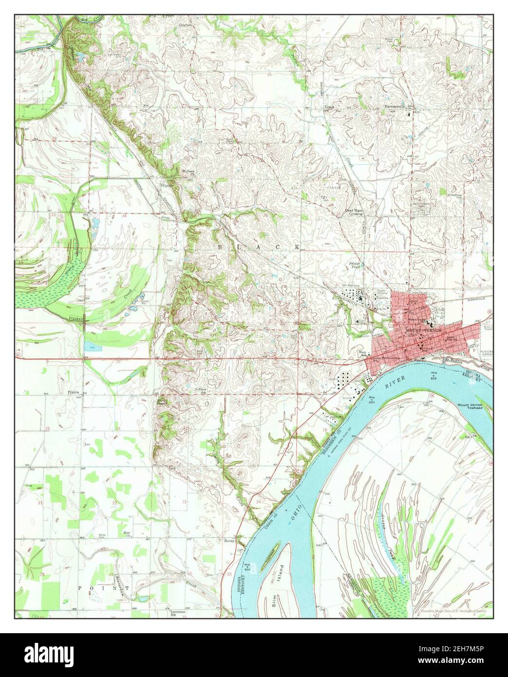 Mount Vernon, Indiana, map 1957, 1:24000, United States of America by Timeless Maps, data U.S. Geological Survey Stock Photo