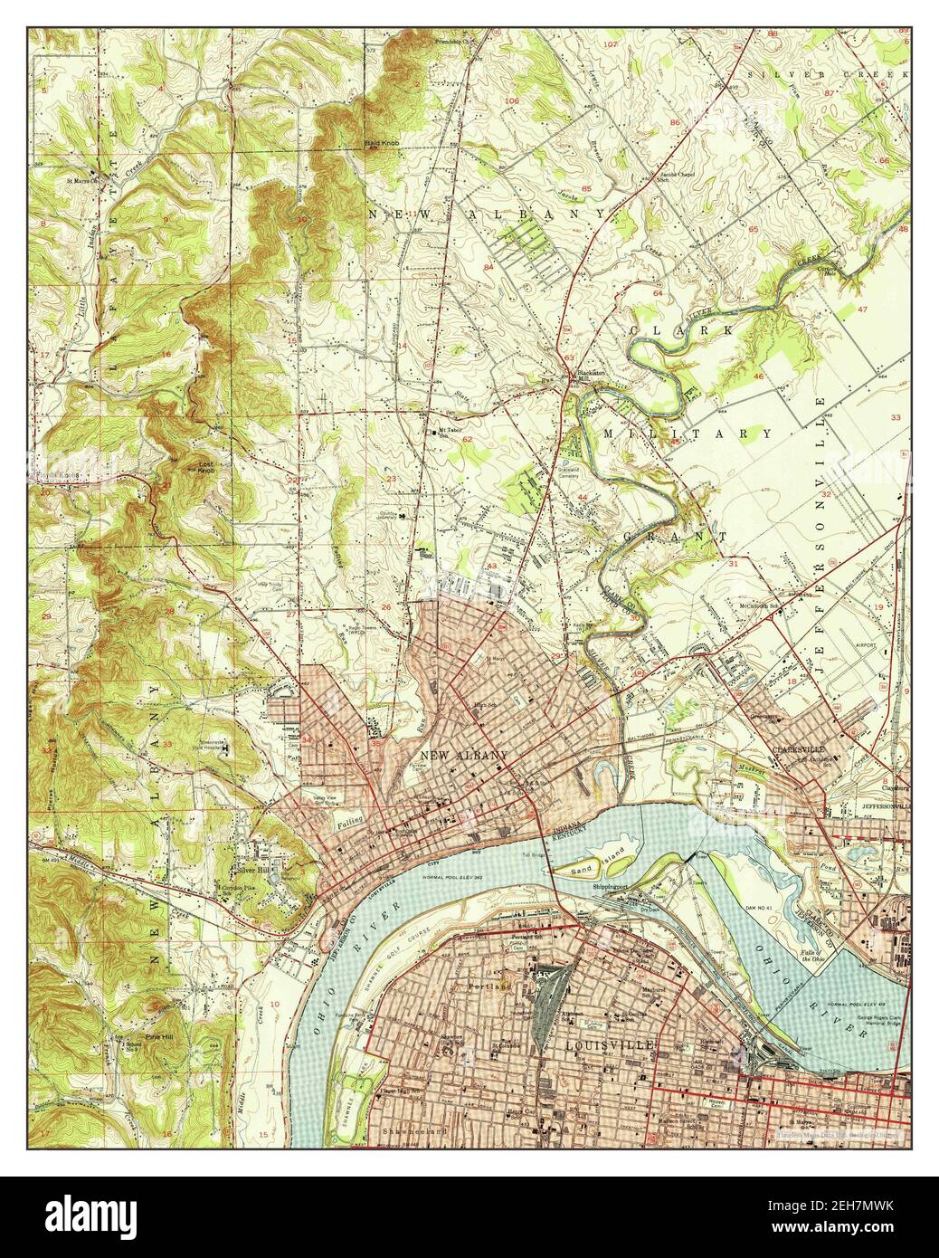 New Albany, Indiana, map 1951, 1:24000, United States of America by Timeless Maps, data U.S ...