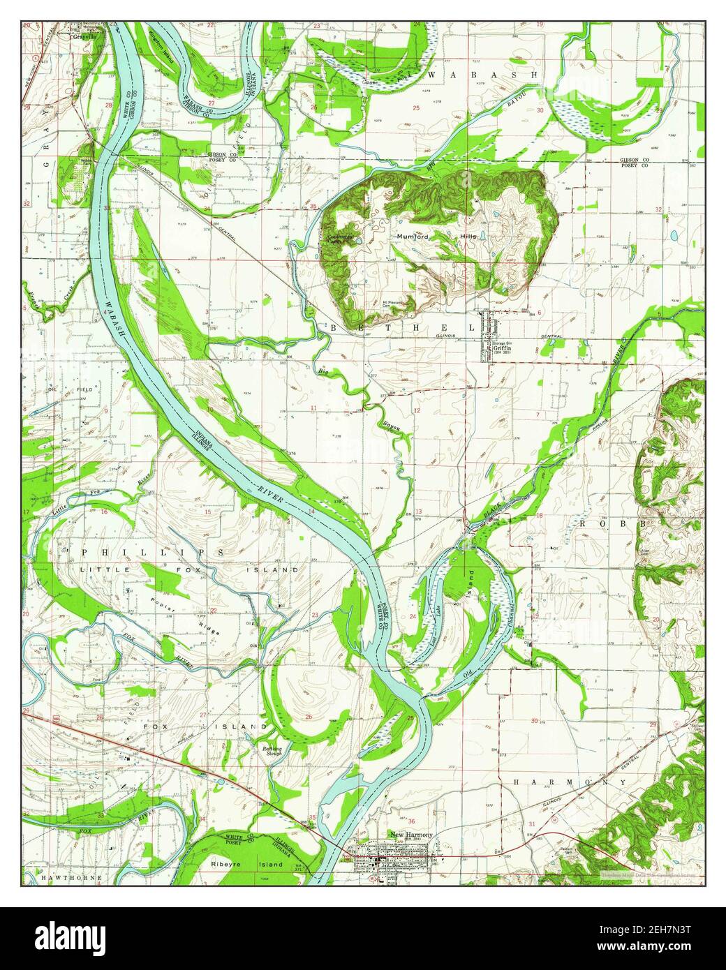 New Harmony, Indiana, map 1959, 124000, United States of America by