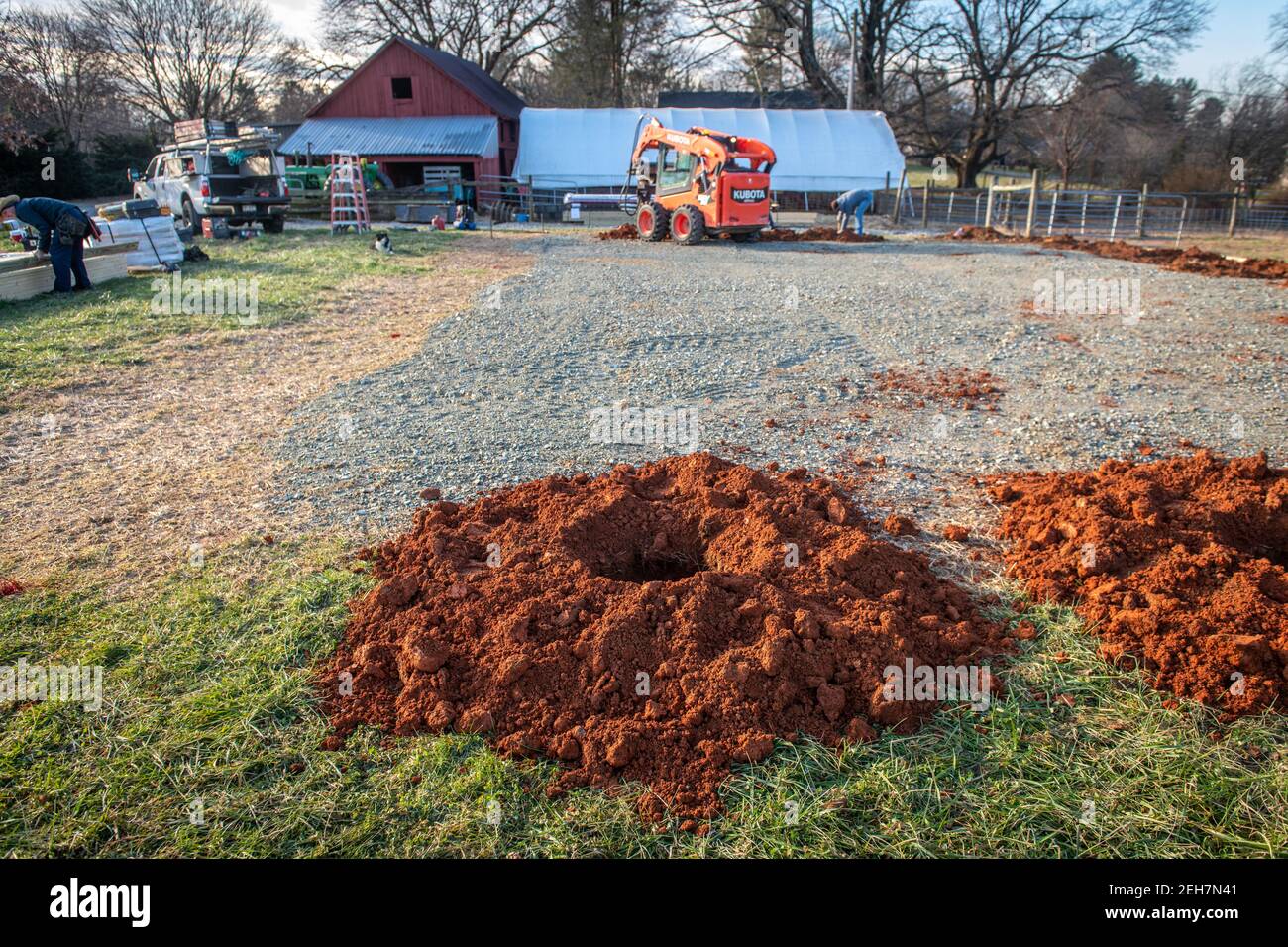 Pole Barn construction on farm in Harford County Maryland Stock Photo Alamy