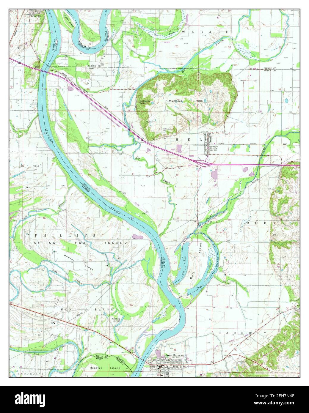 New Harmony, Indiana, map 1959, 124000, United States of America by