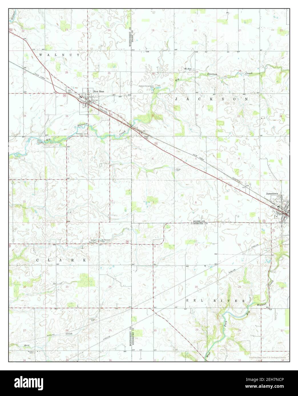 New Ross, Indiana, map 1957, 124000, United States of America by Timeless Maps, data U.S