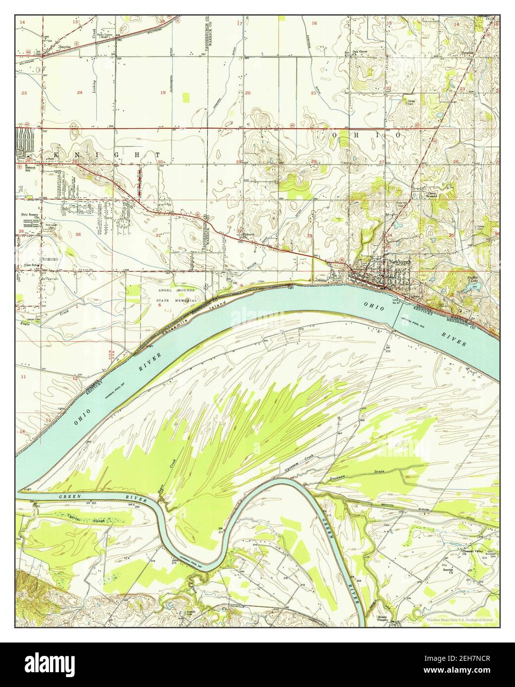 Newburgh, Indiana, map 1952, 124000, United States of America by