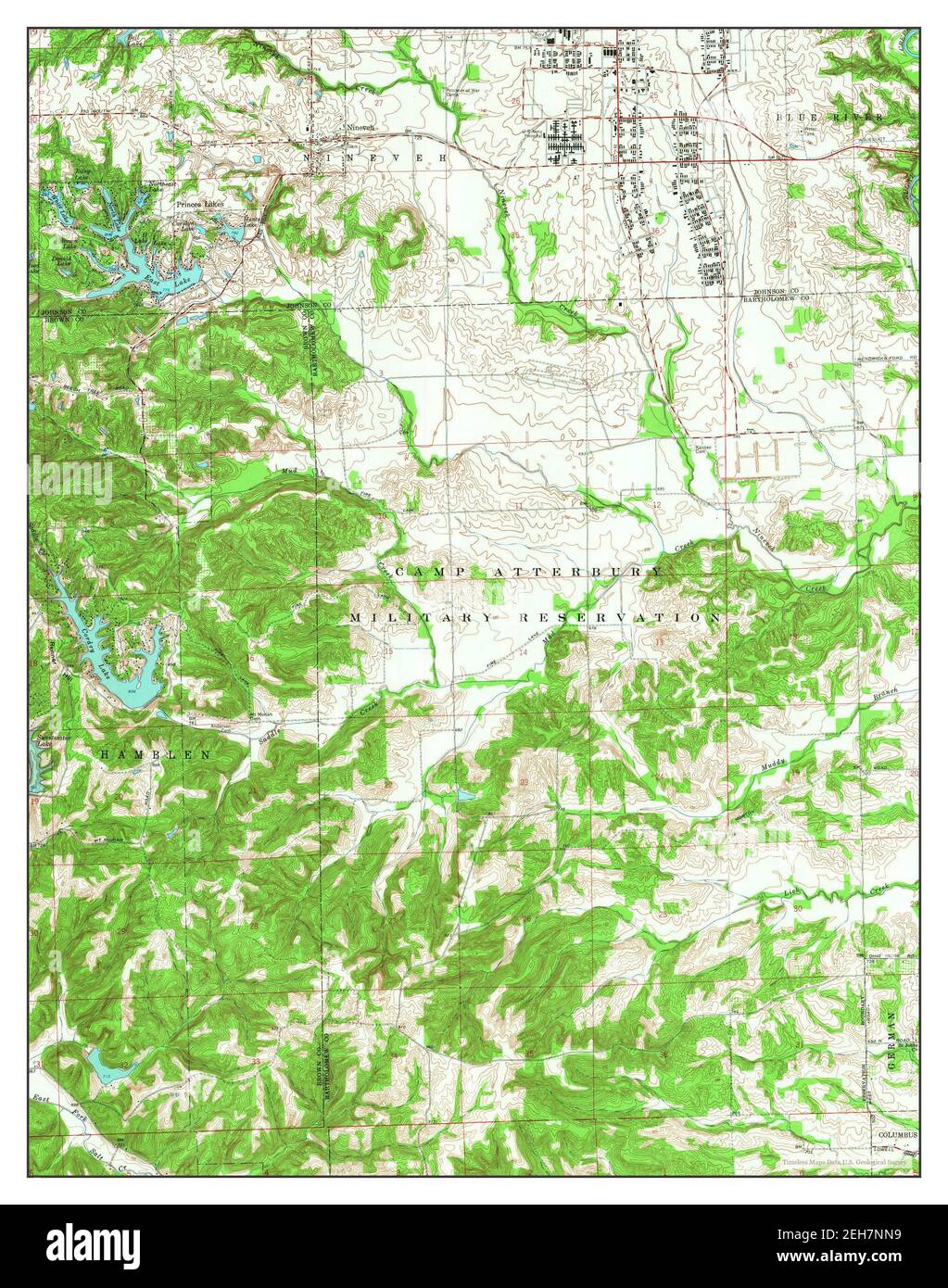 Nineveh, Indiana, map 1962, 124000, United States of America by