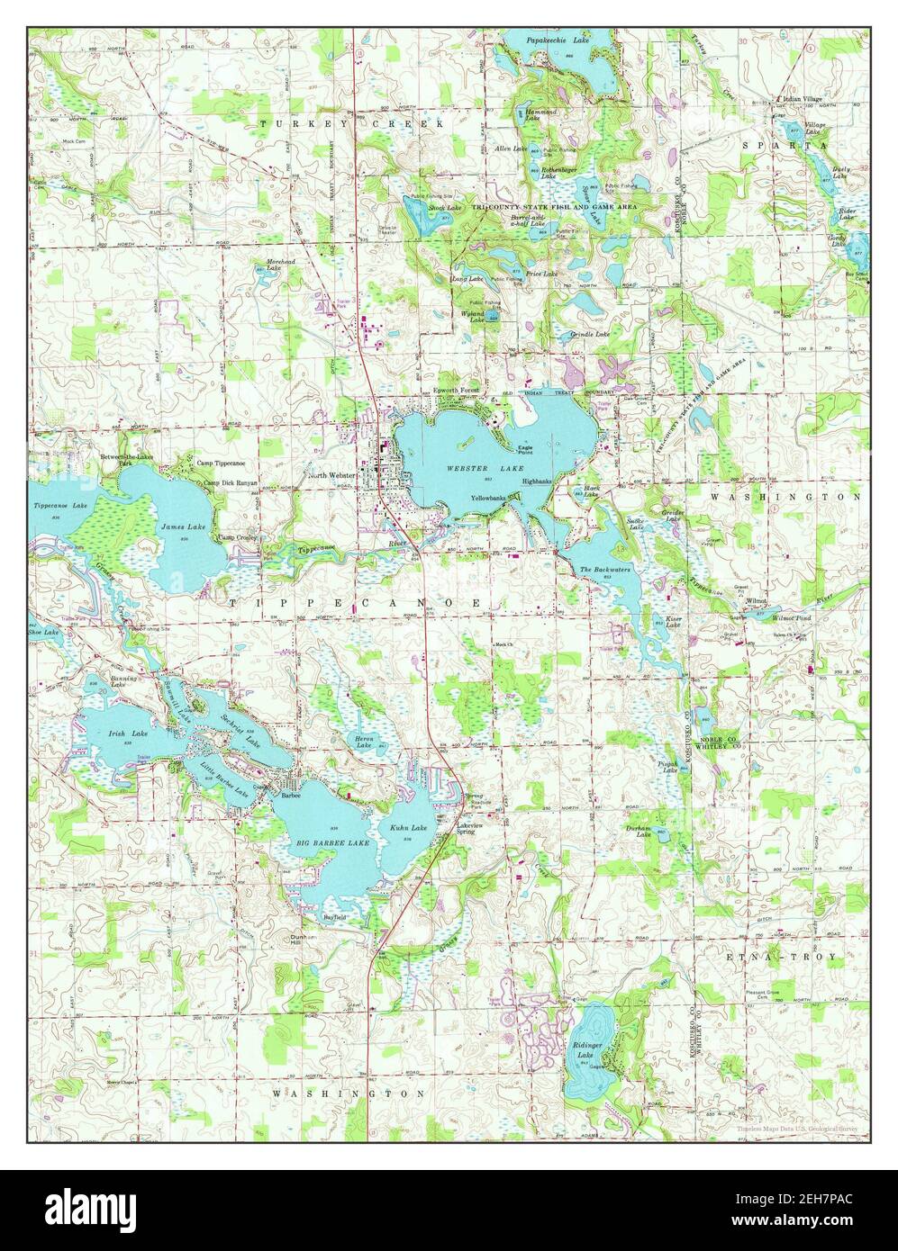 North Webster, Indiana, map 1962, 1:24000, United States of America by Timeless Maps, data U.S 
