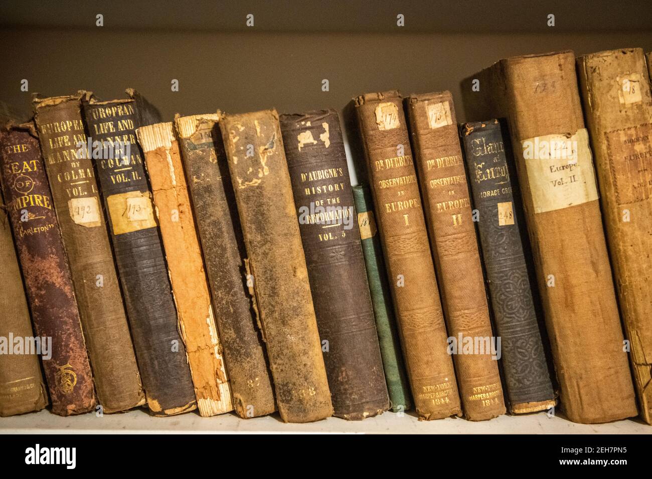 Old books in library at Little Falls Friends Meeting Quaker meeting