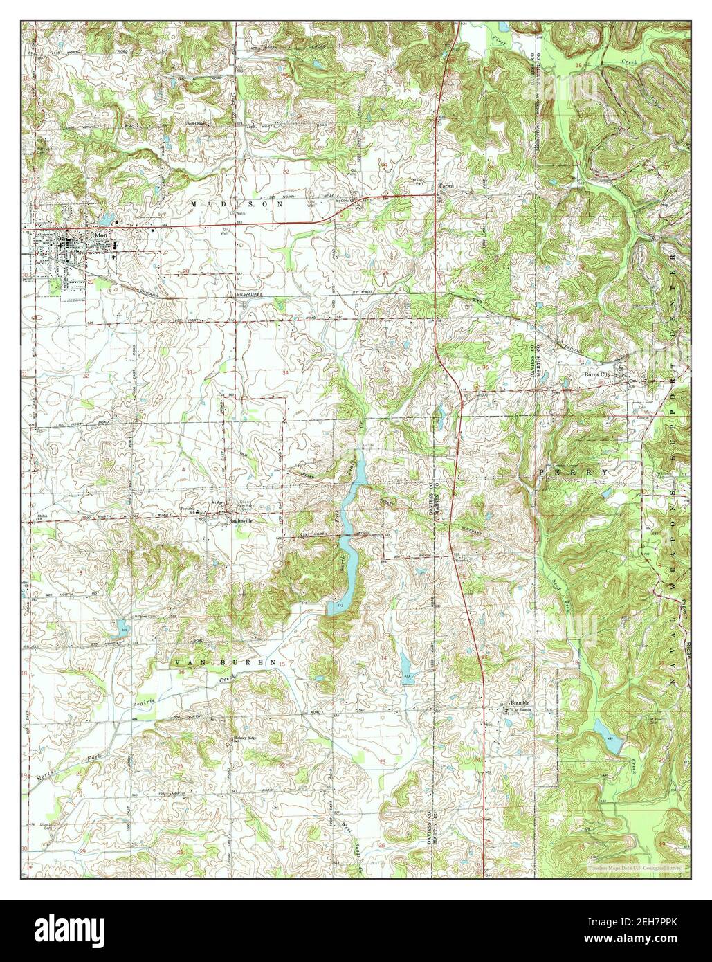 Odon, Indiana, map 1974, 124000, United States of America by Timeless