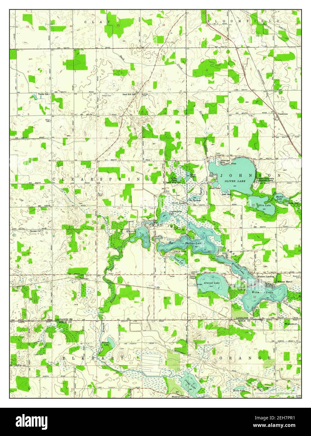 Oliver Lake, Indiana, map 1959, 124000, United States of America by