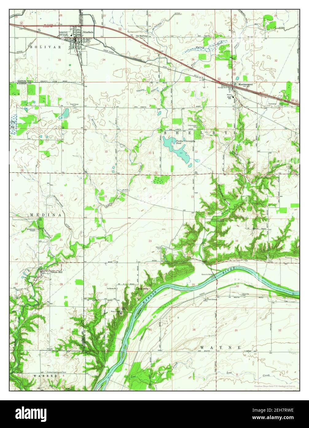 Otterbein, Indiana, map 1961, 124000, United States of America by