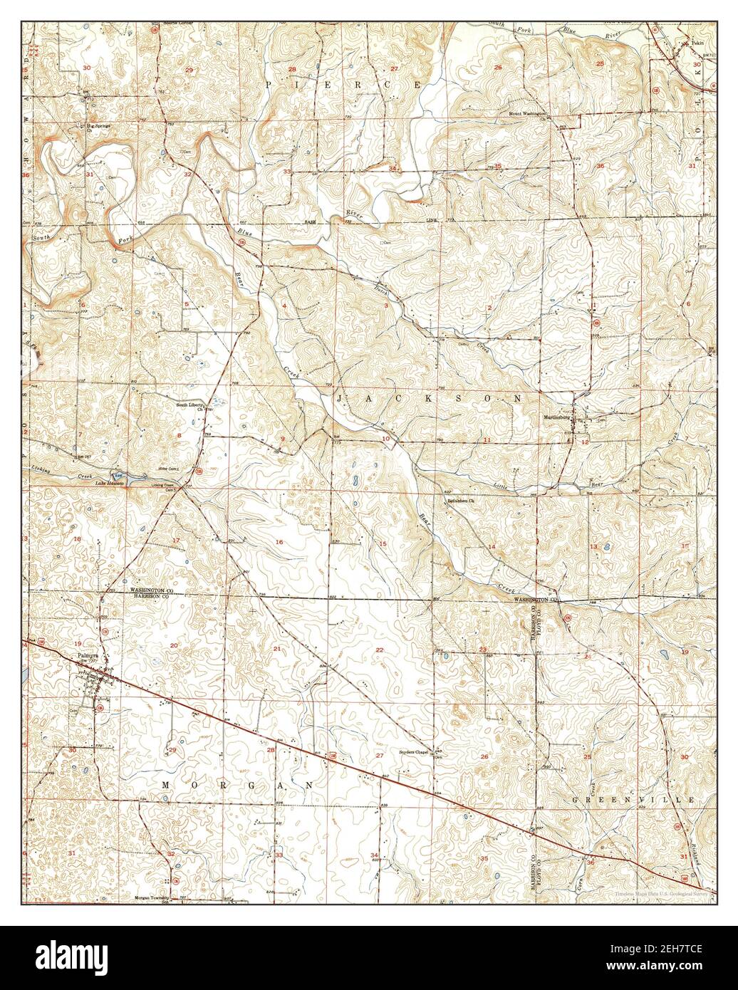 Palmyra, Indiana, map 1950, 124000, United States of America by