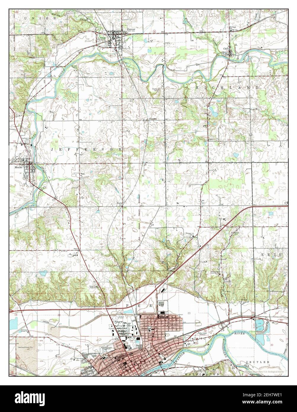 Peru, Indiana, map 1960, 124000, United States of America by Timeless