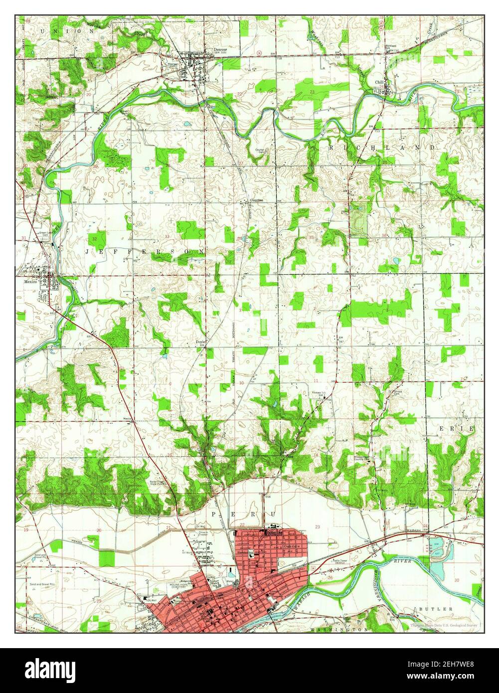 Peru, Indiana, map 1960, 124000, United States of America by Timeless