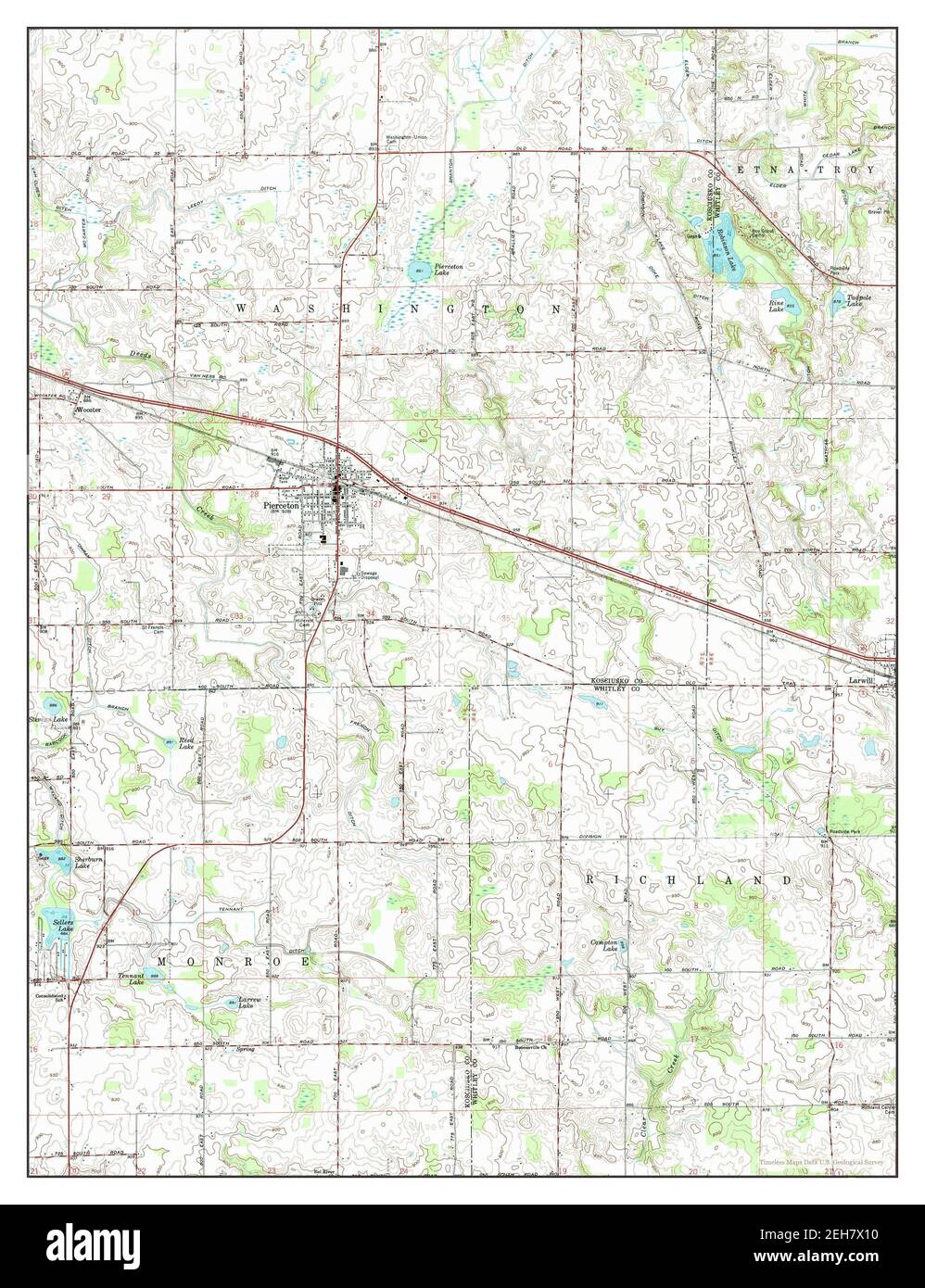 Pierceton, Indiana, map 1962, 124000, United States of America by