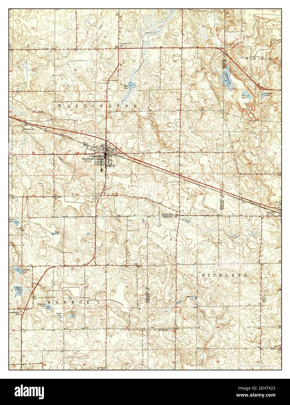 Pierceton, Indiana, map 1950, 124000, United States of America by