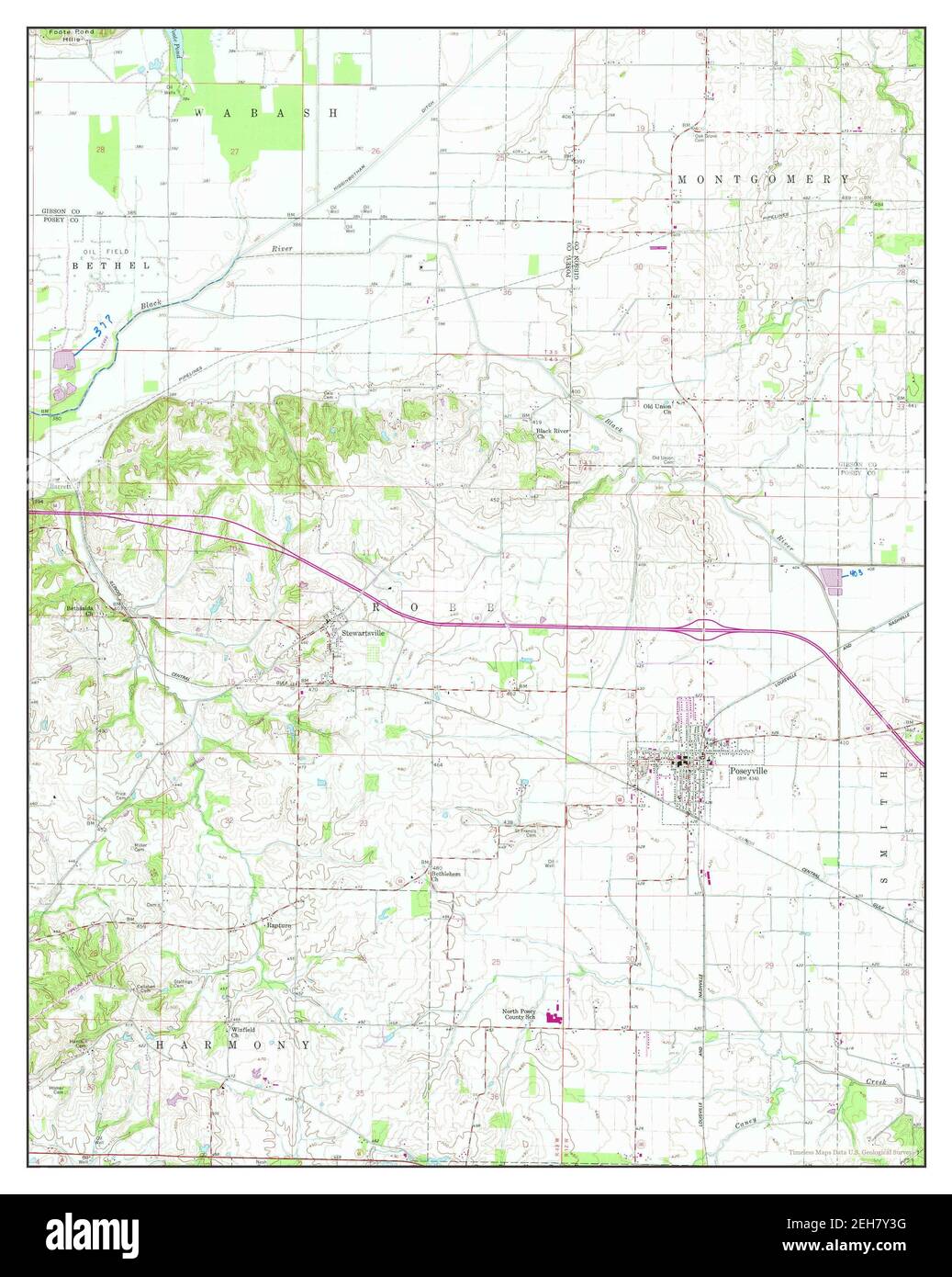 Poseyville, Indiana, map 1959, 124000, United States of America by