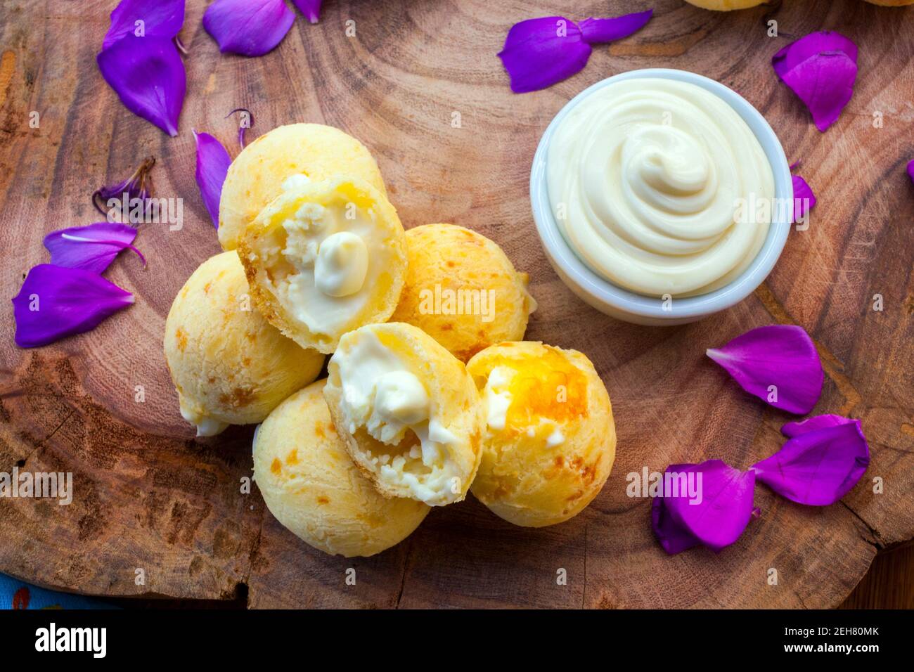 Breakfast with stuffed cheese bread, pao de queijo Stock Photo Alamy
