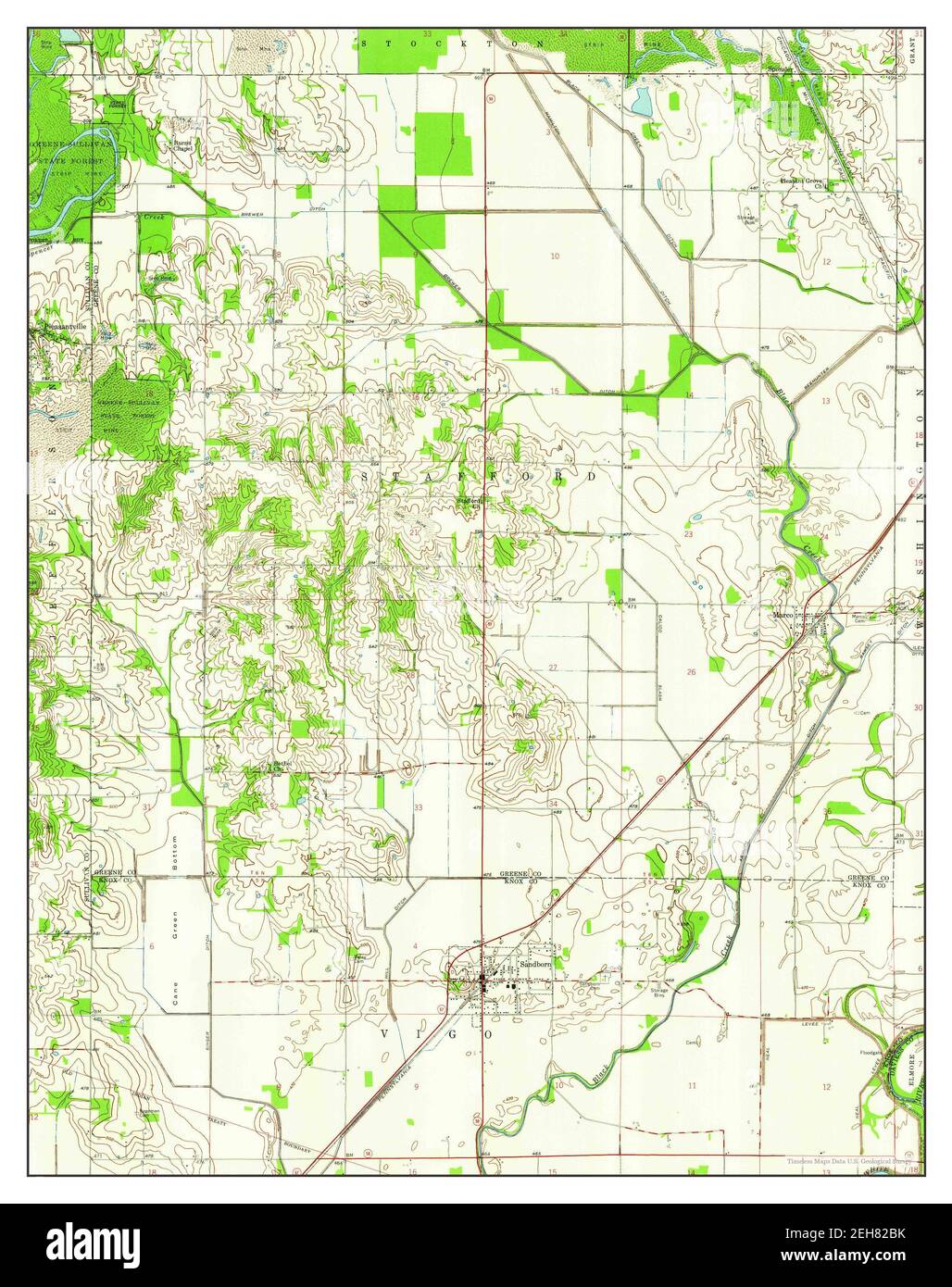 Sandborn, Indiana, map 1958, 124000, United States of America by
