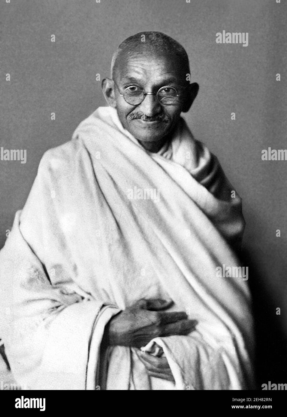 Mahatma Gandhi. Portrait of Mohandas Karamchand Gandhi (1869-1948), widely known as Mahatma Gandhi. Photo taken in 1931 Stock Photo