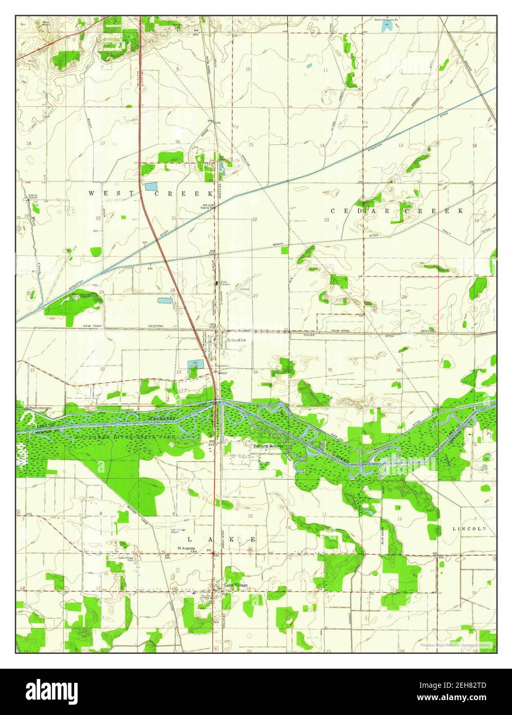 Schneider, Indiana, map 1959, 124000, United States of America by