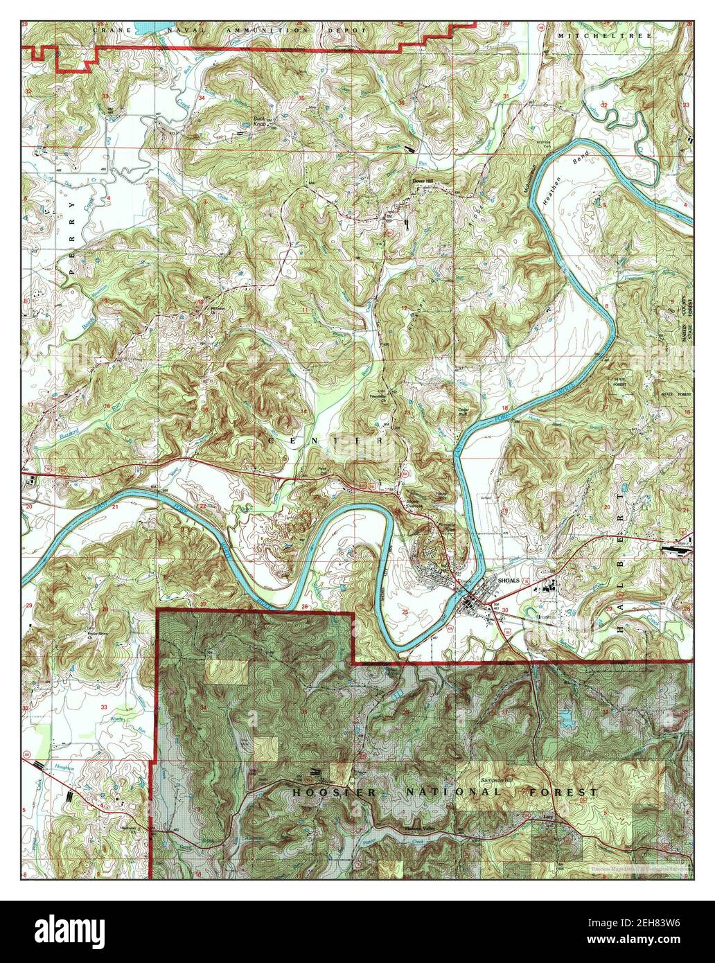 Shoals, Indiana, map 1993, 124000, United States of America by