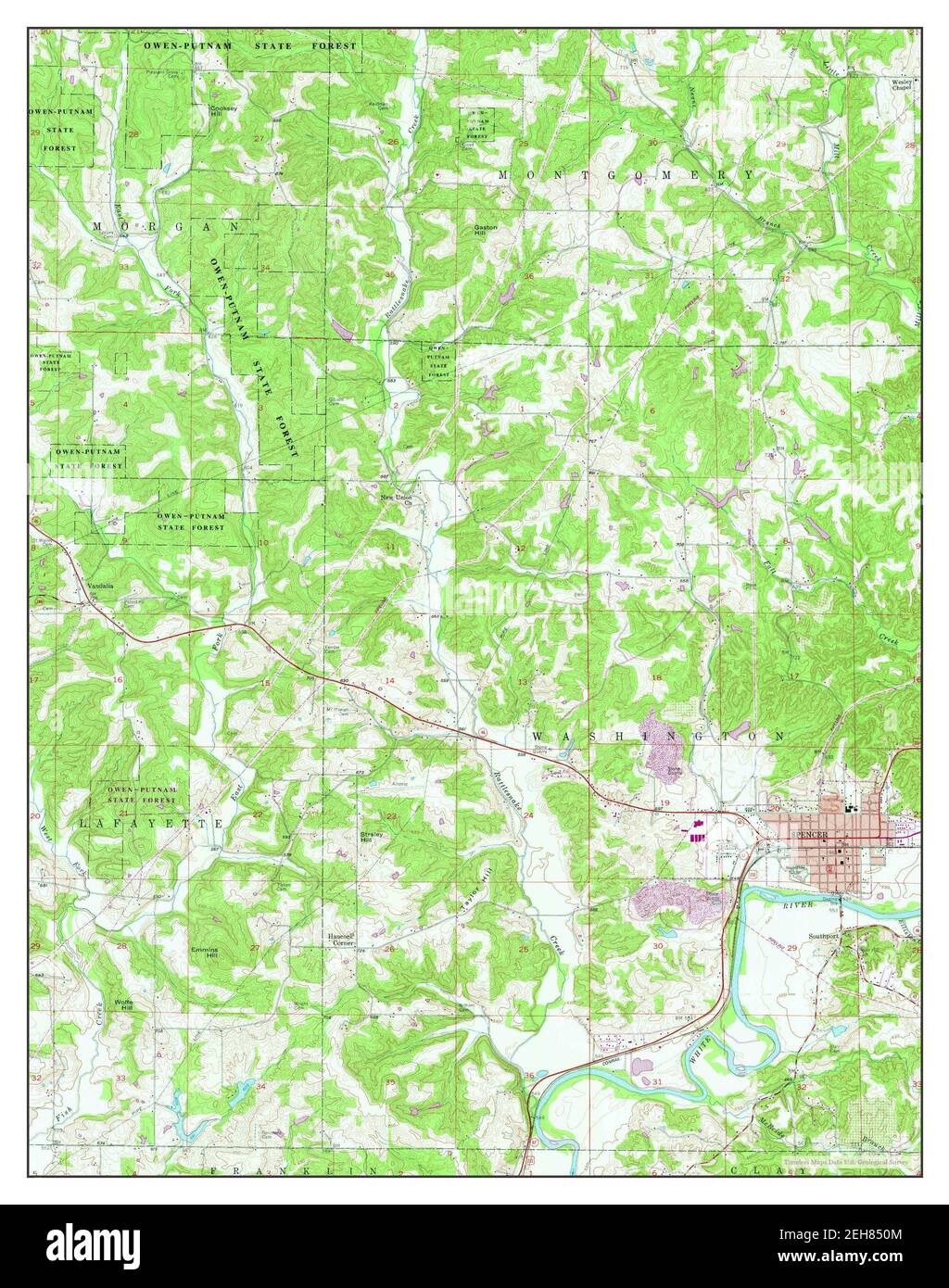 Spencer, Indiana, map 1956, 124000, United States of America by