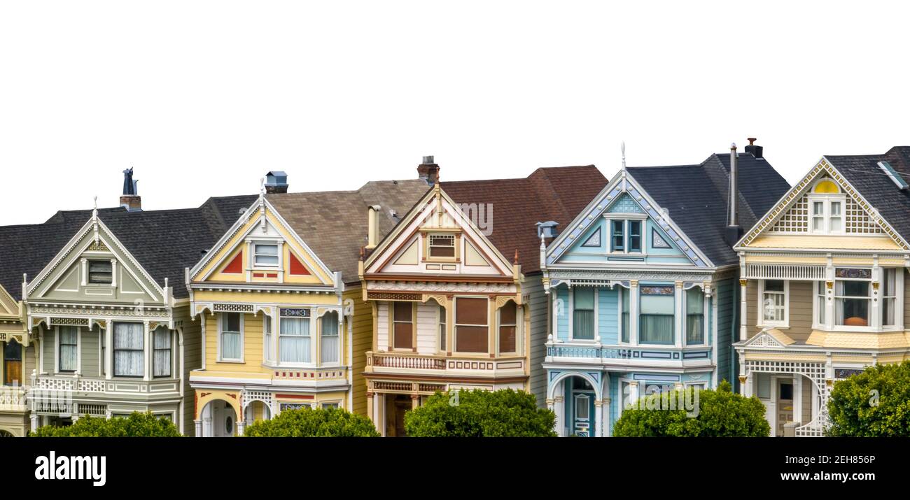 Beautiful Victorian Terrace Houses Isolated On A White Background Stock ...