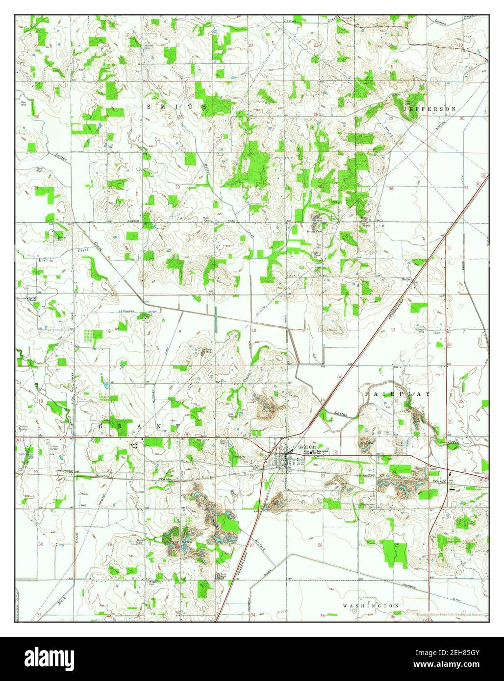 Switz City, Indiana, map 1963, 124000, United States of America by
