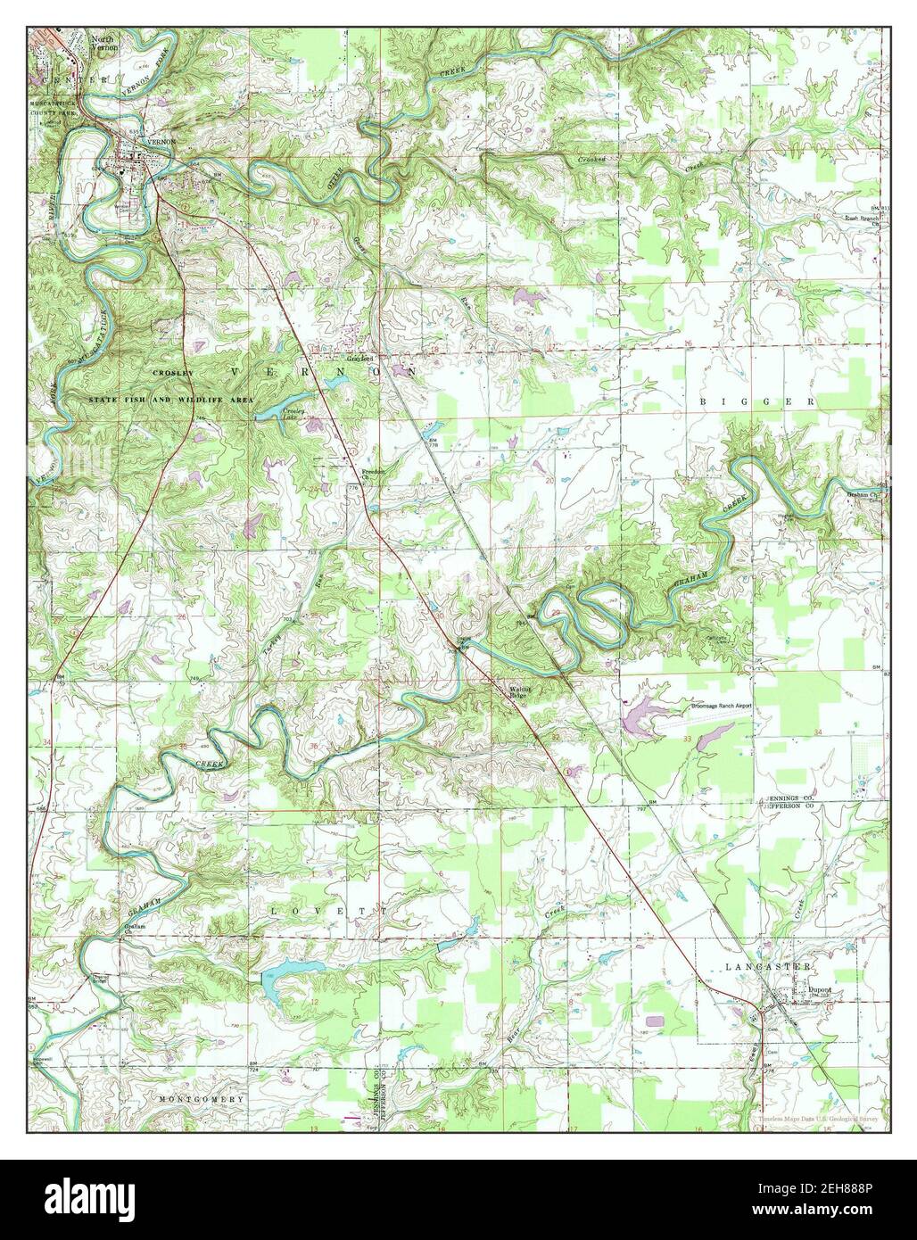 Vernon, Indiana, map 1959, 1:24000, United States of America by Timeless Maps, data U.S. Geological Survey Stock Photo