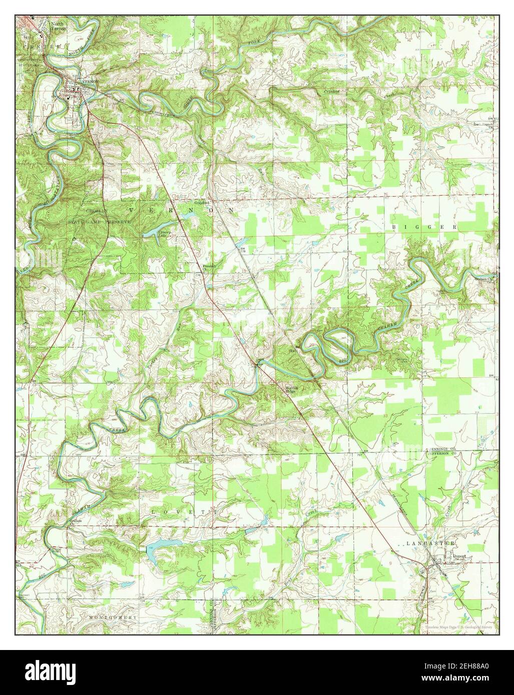 Vernon, Indiana, map 1959, 1:24000, United States of America by Timeless Maps, data U.S. Geological Survey Stock Photo