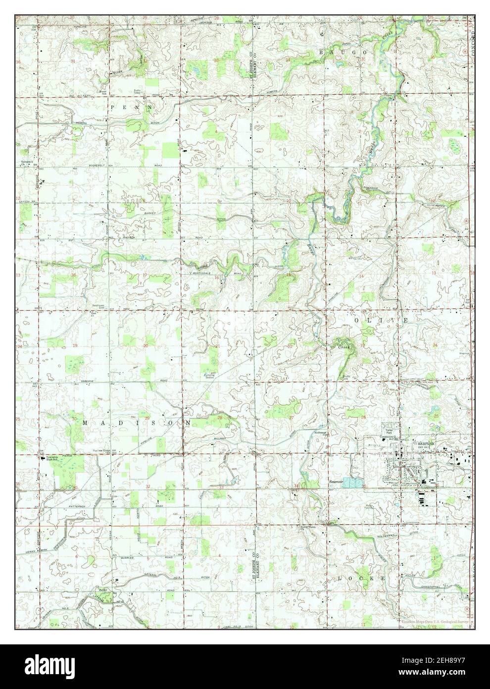 Wakarusa, Indiana, map 1961, 124000, United States of America by