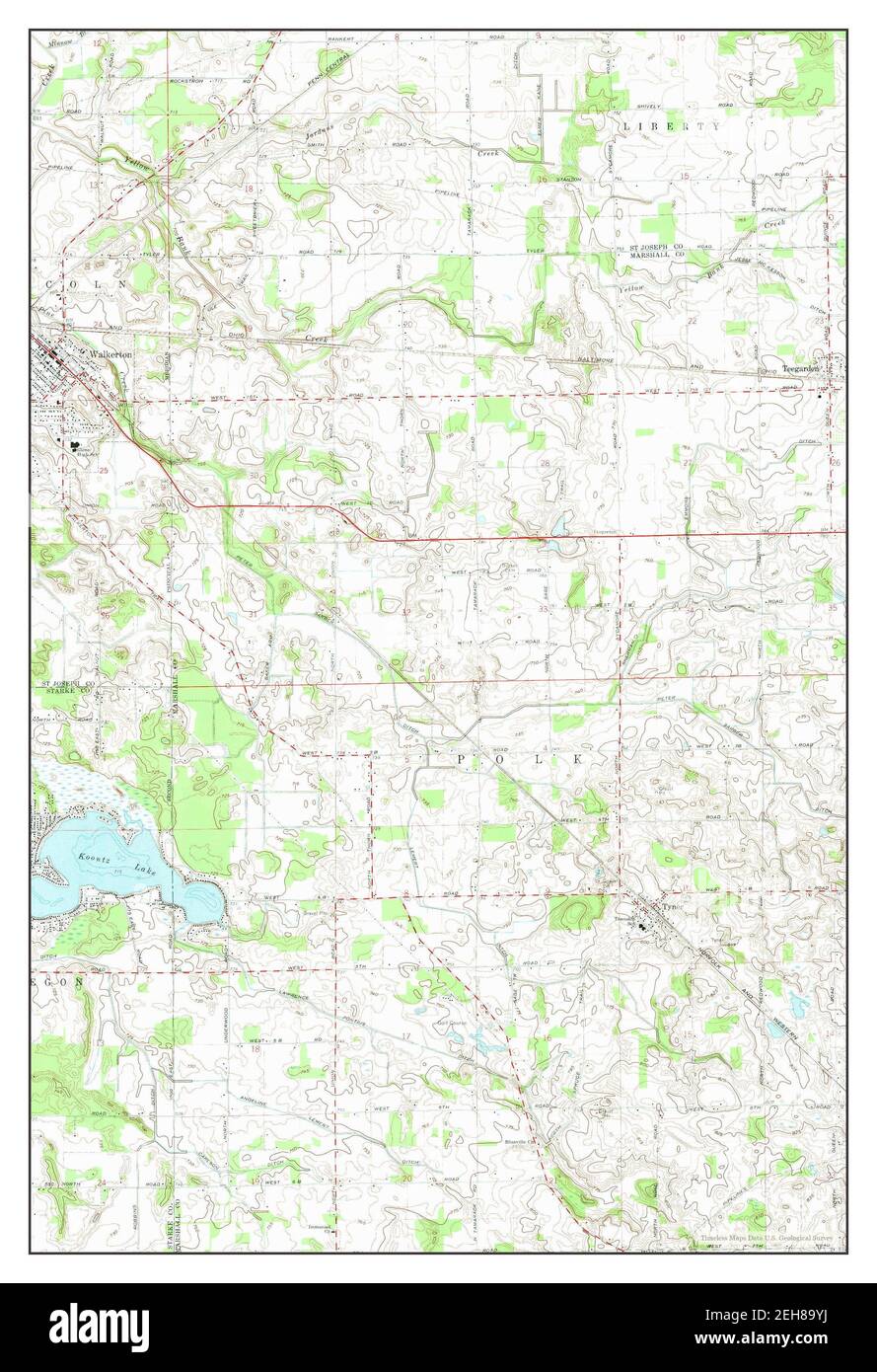 Walkerton, Indiana, map 1972, 124000, United States of America by