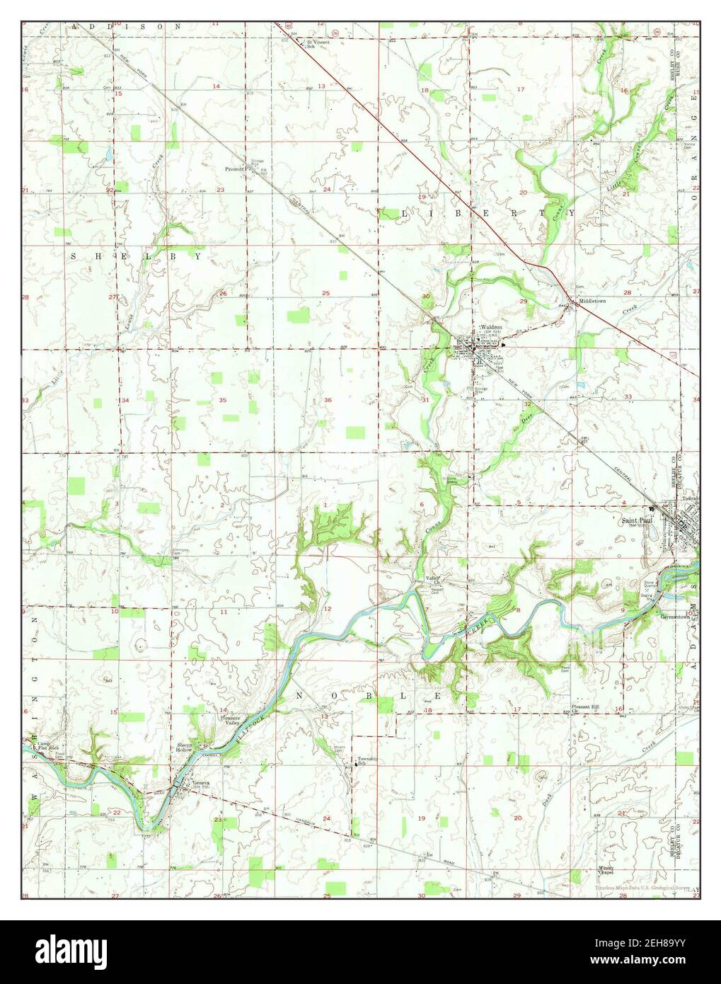 Waldron, Indiana, map 1956, 124000, United States of America by Timeless Maps, data U.S