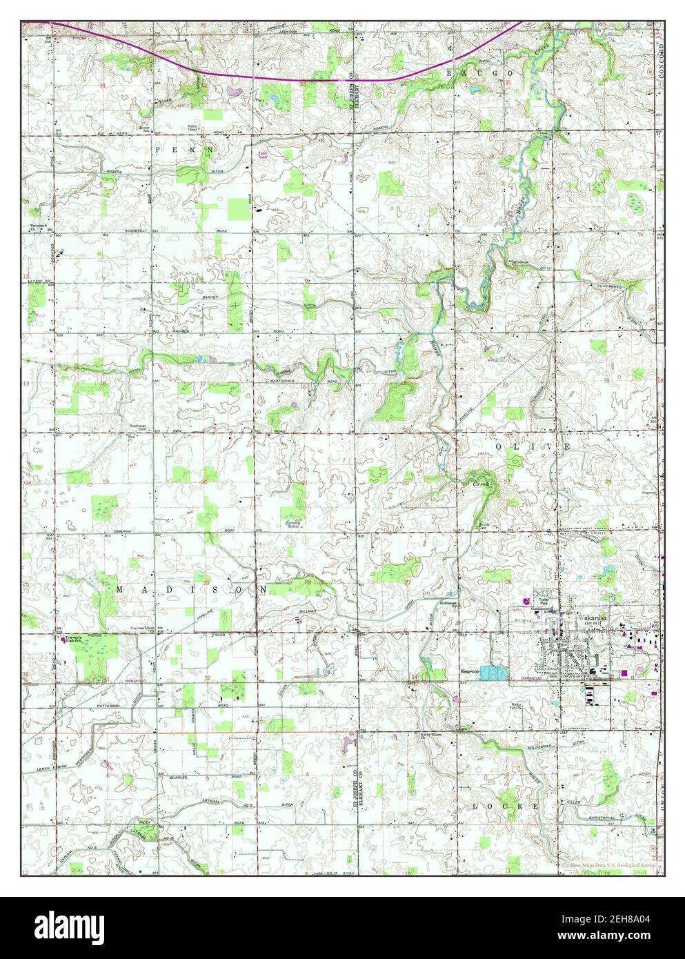 Wakarusa, Indiana, map 1961, 124000, United States of America by Timeless Maps, data U.S