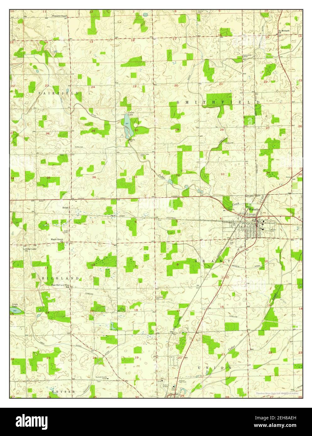 Waterloo, Indiana, map 1957, 124000, United States of America by