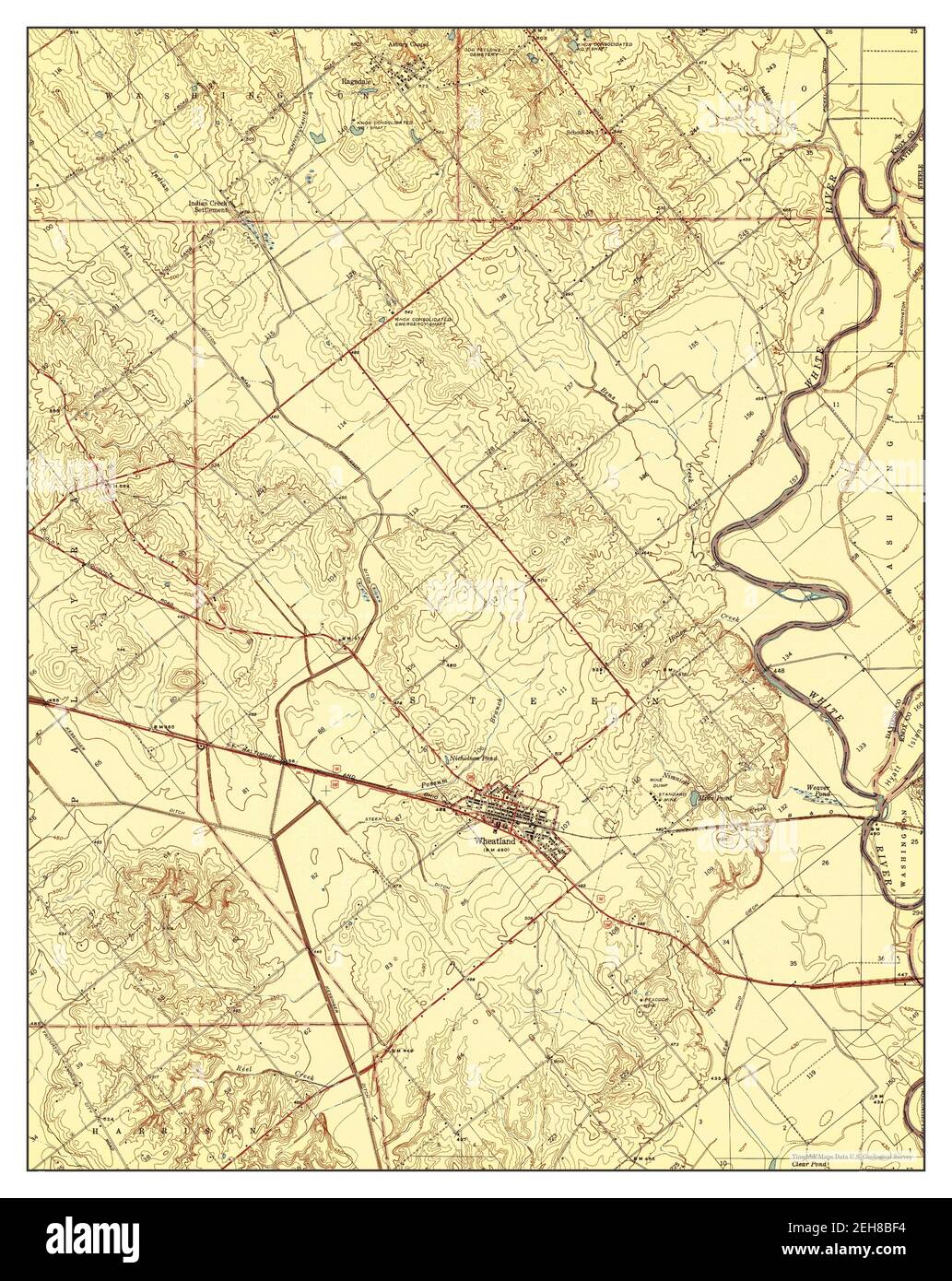 Wheatland, Indiana, map 1944, 124000, United States of America by
