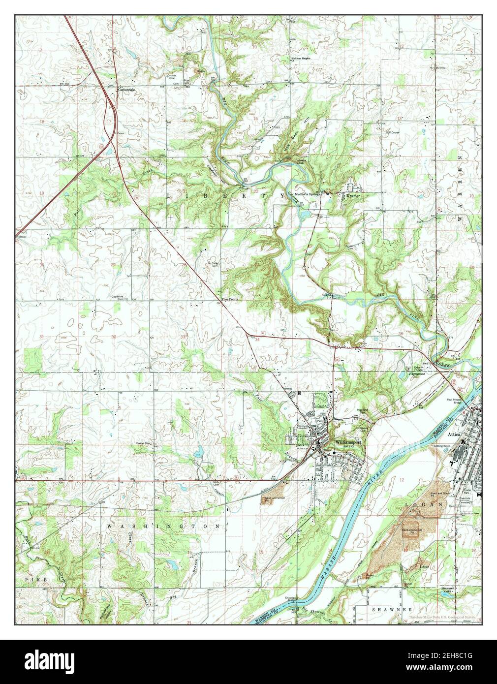 Williamsport, Indiana, map 1962, 124000, United States of America by