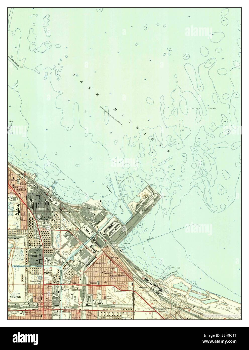Whiting, Indiana, map 1953, 124000, United States of America by
