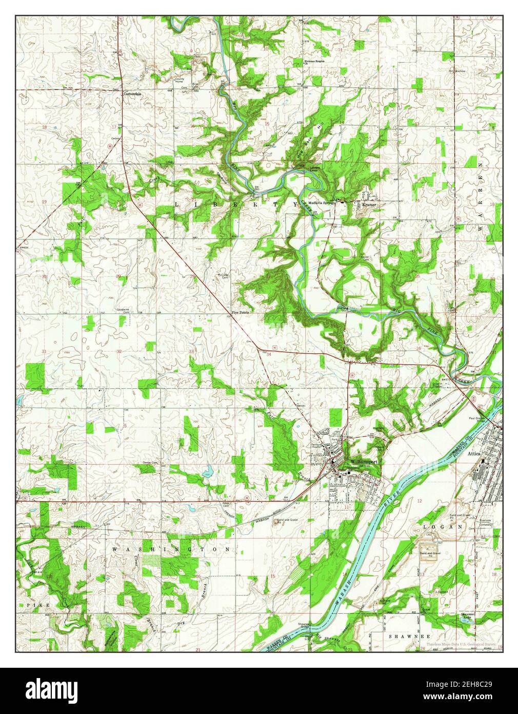 Williamsport, Indiana, map 1962, 124000, United States of America by