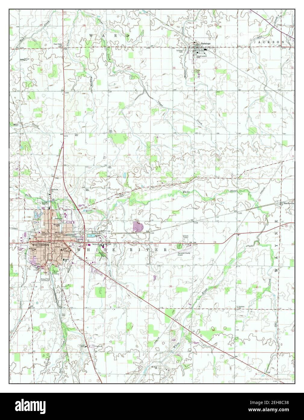 Winchester, Indiana, map 1960, 124000, United States of America by