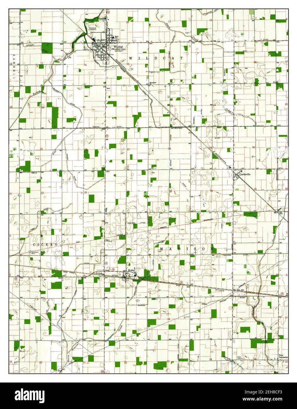 Windfall, Indiana, map 1960, 124000, United States of America by
