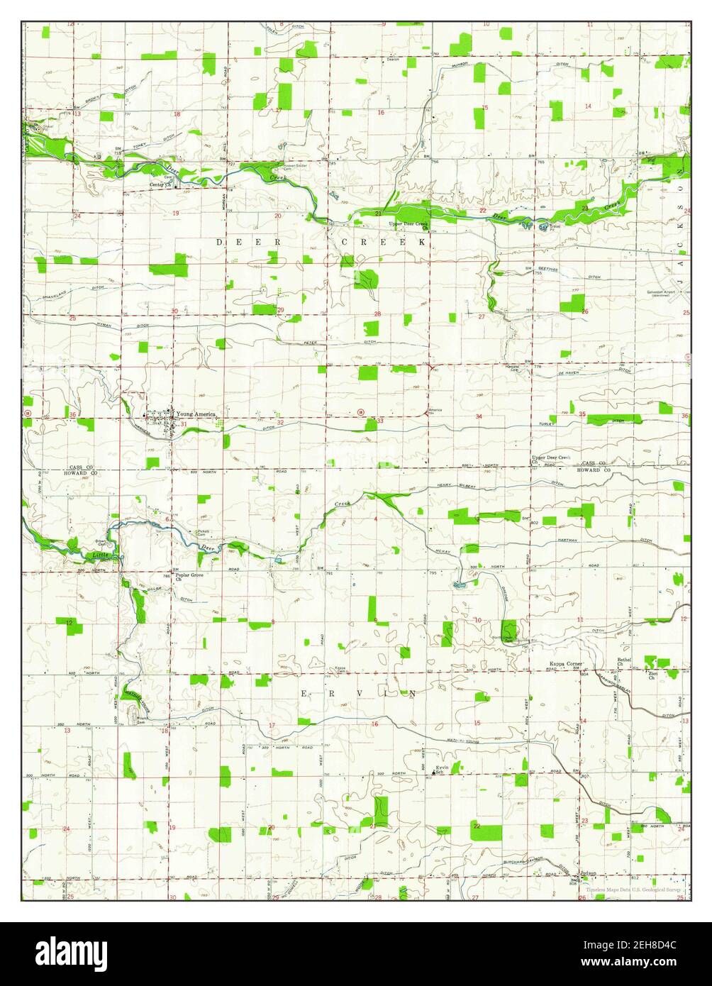 Young America, Indiana, map 1959, 124000, United States of America by