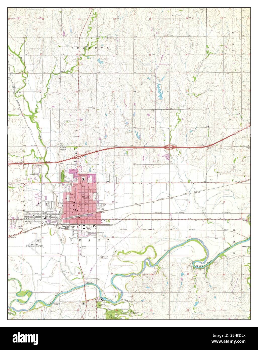 Abilene, Kansas, map 1964, 124000, United States of America by