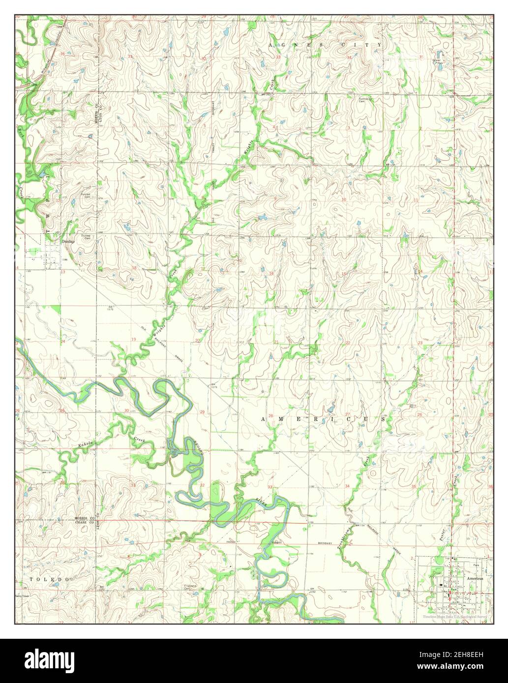Americus, Kansas, map 1972, 124000, United States of America by