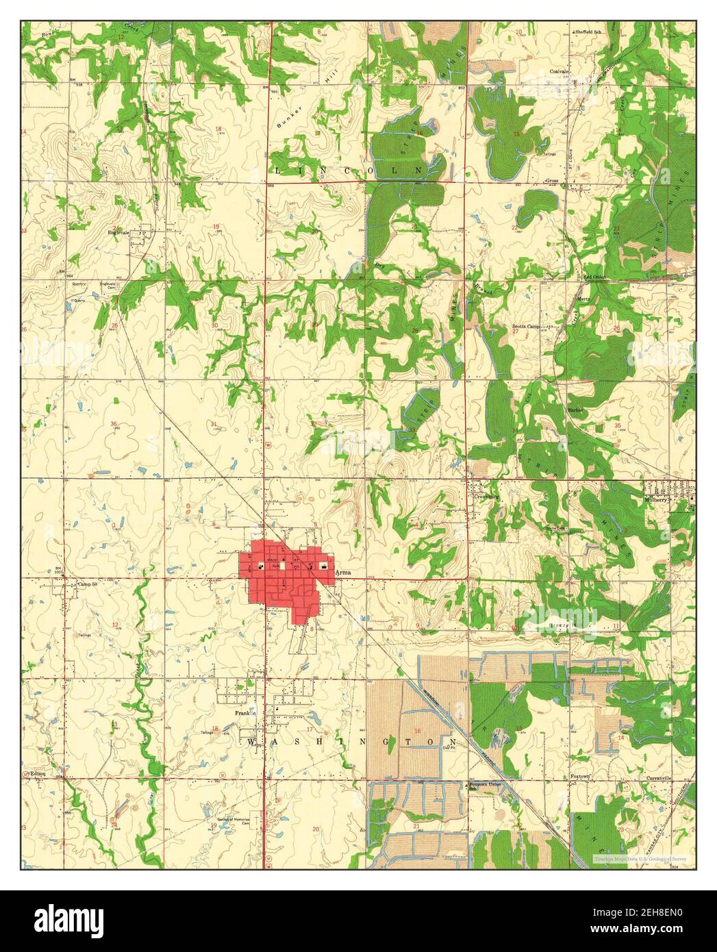 Arma, Kansas, map 1959, 124000, United States of America by Timeless