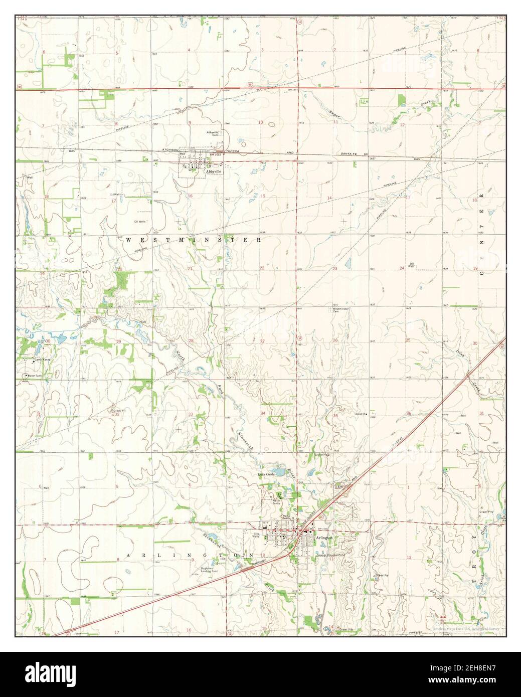 Arlington, Kansas, map 1971, 124000, United States of America by