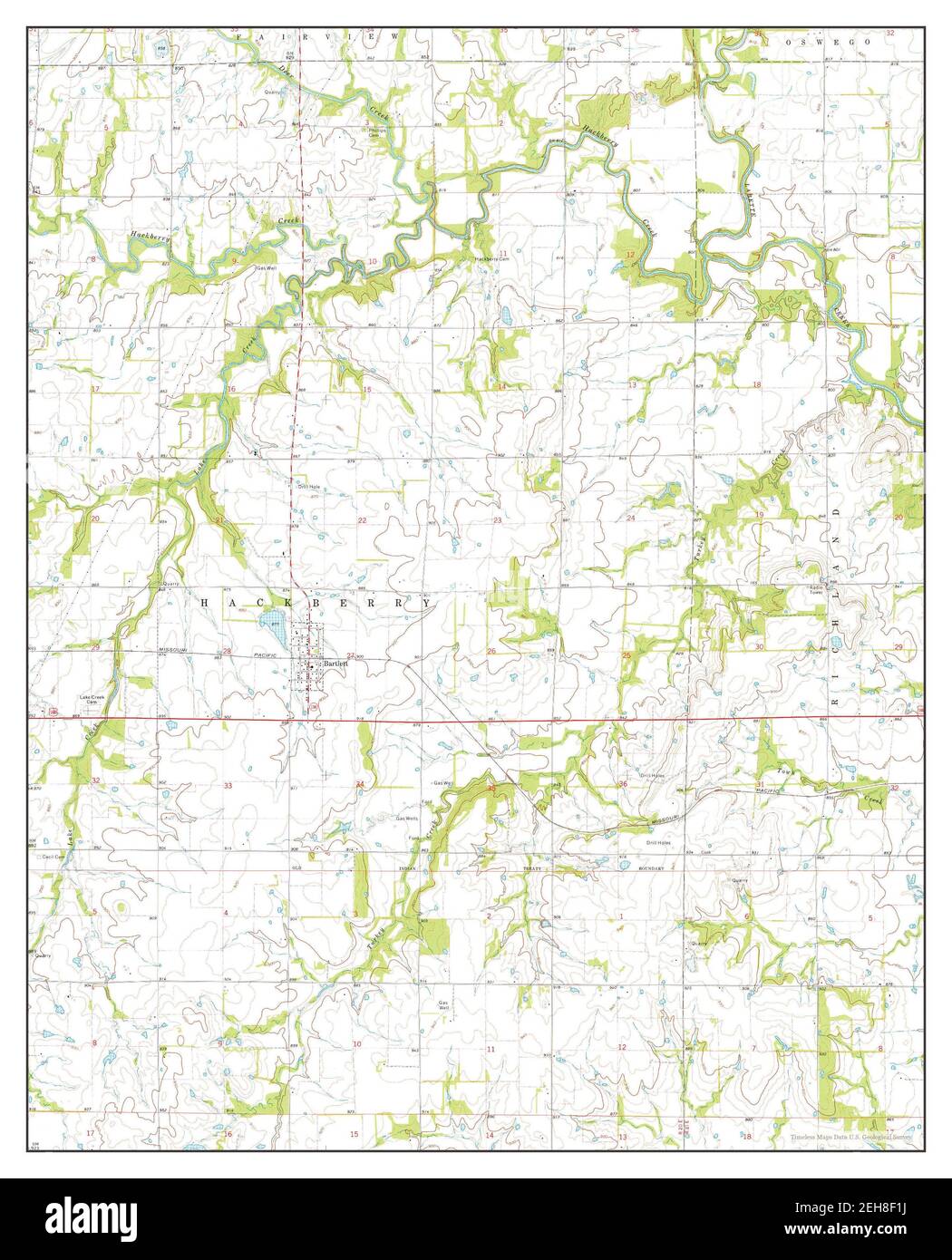 Bartlett, Kansas, map 1974, 1:24000, United States of America by Timeless Maps, data U.S. Geological Survey Stock Photo