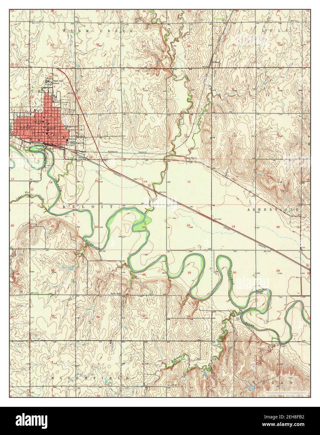 Beloit, Kansas, map 1953, 124000, United States of America by Timeless