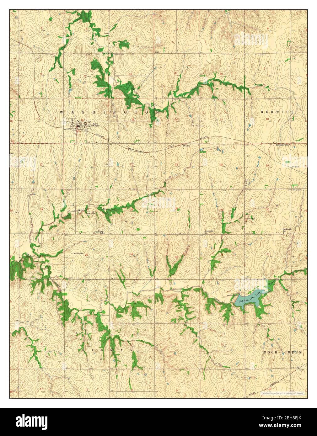 Bern, Kansas, map 1960, 124000, United States of America by Timeless
