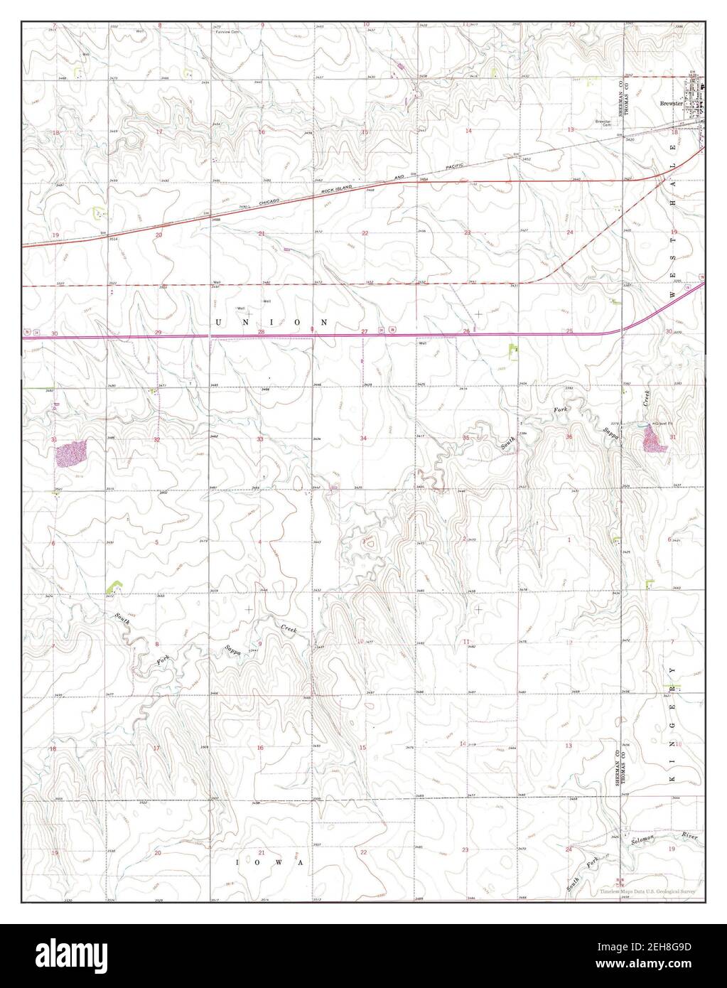 Brewster, Kansas, map 1966, 124000, United States of America by Timeless Maps, data U.S